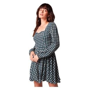 NWT! Band of Gypsies Band of the Free GENEVIEVE TEAL DIAMOND MINI DRESS. Large.